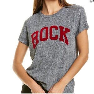 Zadig & Voltaire Graphic Rock T-Shirt Grey Tee Red velvet lettering Size Large